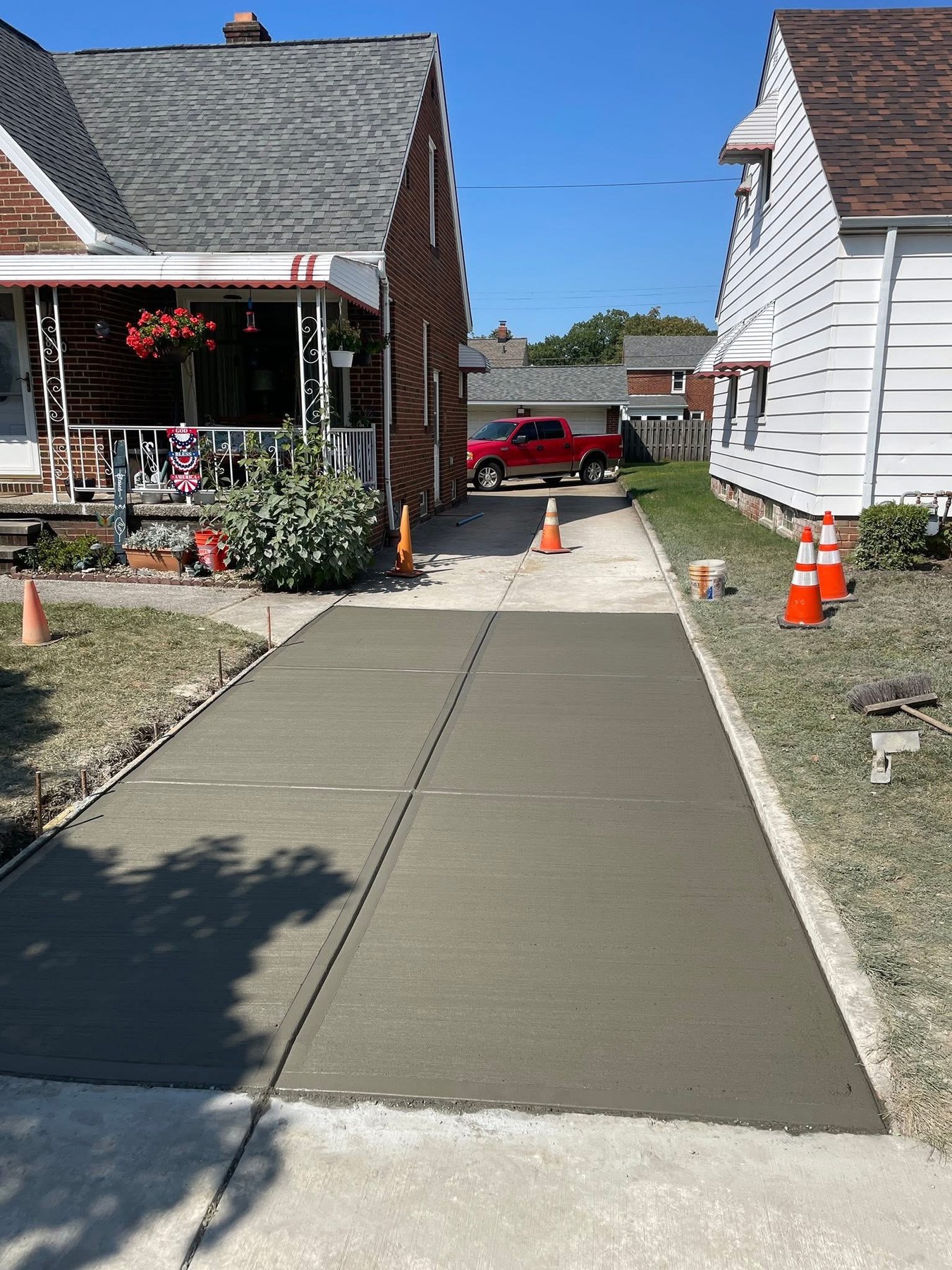 Concrete driveway and approach installation